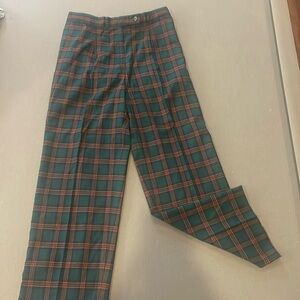 Forrest green plaid handmade vintage 80’s slacks medium fit